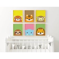 Safari Kinderzimmer Drucke, Wand Drucke, Kinder Tier Wandkunst, Süße Tiere Kunst Np#108 von WallFunkPrints