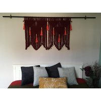 Makramee Wandbehang, Kastanienbraunes Wanddekor, Dunkelrote Boho Dekoration Makramee Wandbehang, Kastanienbraunes Wanddekor, Dunkelrote Boho Dekoration von WallKnot