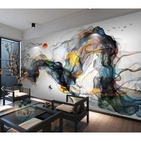 Abstrakte Tapete Temporäre 3D Wand Wandbild Peel & Stick Selbstklebendes Abnehmbare von WallMuralChic