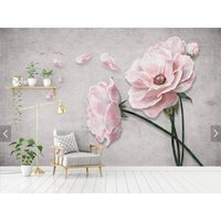 Große Florale Tapete Blume Wandkulisse Peel & Stick Wand Wand Wandbild Selbstklebend Abnehmbare Wohnzimmer Schlafzimmer Wanddekoration von WallMuralChic