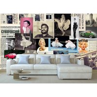 Marilyn Monroe Tapete Peel & Stick Wand Wandbild Vintage Home Wall Dekor Selbstklebend Wandpapier Wandbild Fototapeten von WallMuralChic