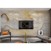Marmor Wand Wandbild Peel & Stick Selbstklebend Abnehmbare Abstrakte Tapete Gold Wohnzimmer Schlafzimmer Dekor Fluid Art von WallMuralChic
