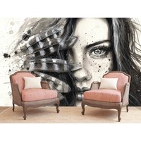 Schwarz-Weiß Tapete Peel & Stick Fototapete Abnehmbare Fotowand Selbstklebend Schlafzimmer von WallMuralChic