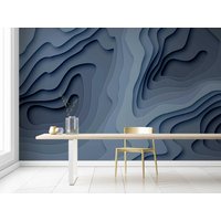 Blaue 3D Tapete Wandbild, Abstrakte Dekor 3D Gagme Zimmer Kinder Vinyl Tapeten Schälen & Aufkleben Selbstklebendes Wandbild von WallMuralPro
