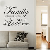 Familie, Wo Das Leben Beginnt Und Liebe Niemals Wand Zitat Blumen Aufkleber Vinyl Familie Endet Inspirierende Kunst-Aufkleber Vinyl-Aufkleber-108 von WallPlaza
