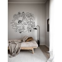 Runder Blumenkopf 2 Line Art Mandala Vinyl Wand Kunst Fensteraufkleber Abnehmbarer Aufkleber von WallSlapStudios