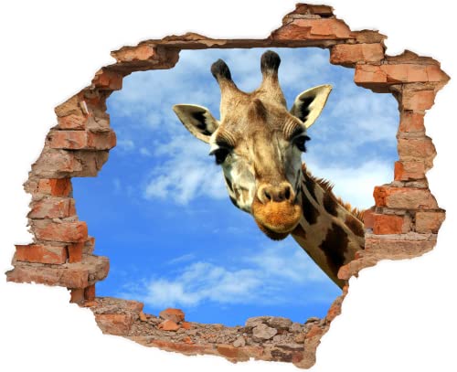WCB Wandtattoo - Wanddurchbruch mit Aussicht auf Giraffe 70 x 57 cm - Wandsticker von WallSpirit