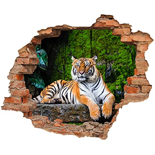 WCB Wandtattoo - Wanddurchbruch mit Aussicht auf Tiger 70 x 57 cm - Wandaufkleber von WallSpirit