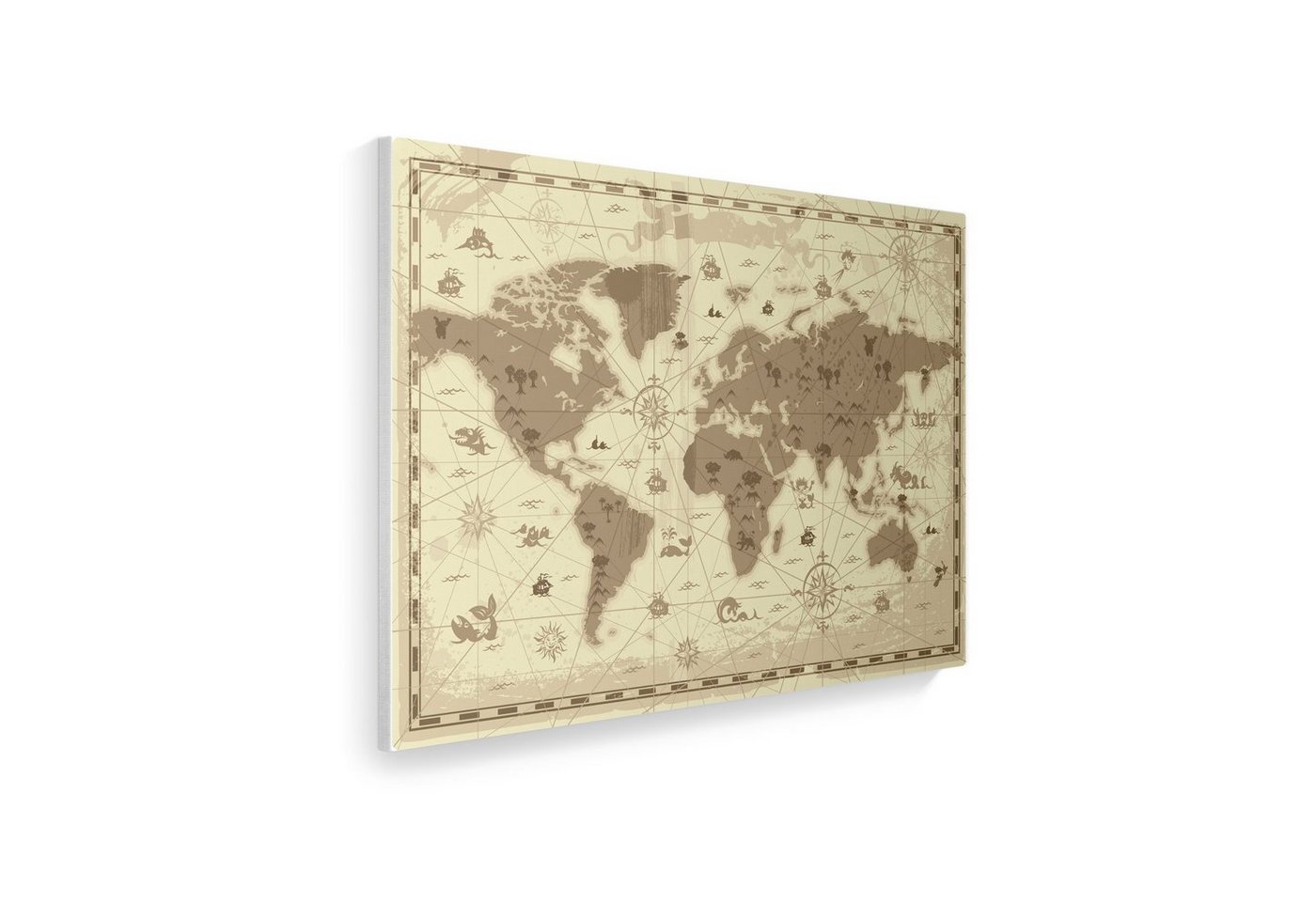 WallSpirit Leinwandbild Antike Weltkarte" - moderner Kunstdruck - XXL Wandbild, Leinwandbild geeignet für alle Wohnbereiche" von WallSpirit
