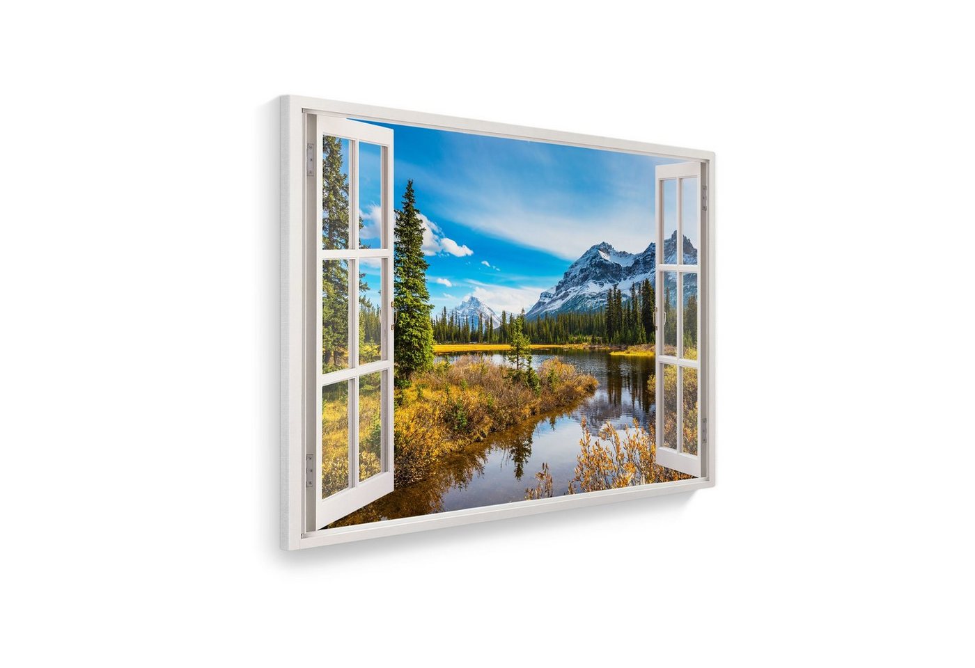 WallSpirit Leinwandbild "Fenster mit Aussicht", Berge, Leinwandbild geeignet für alle Wohnbereiche WallSpirit Leinwandbild "Fenster mit Aussicht", Berge, Leinwandbild geeignet für alle Wohnbereiche von WallSpirit