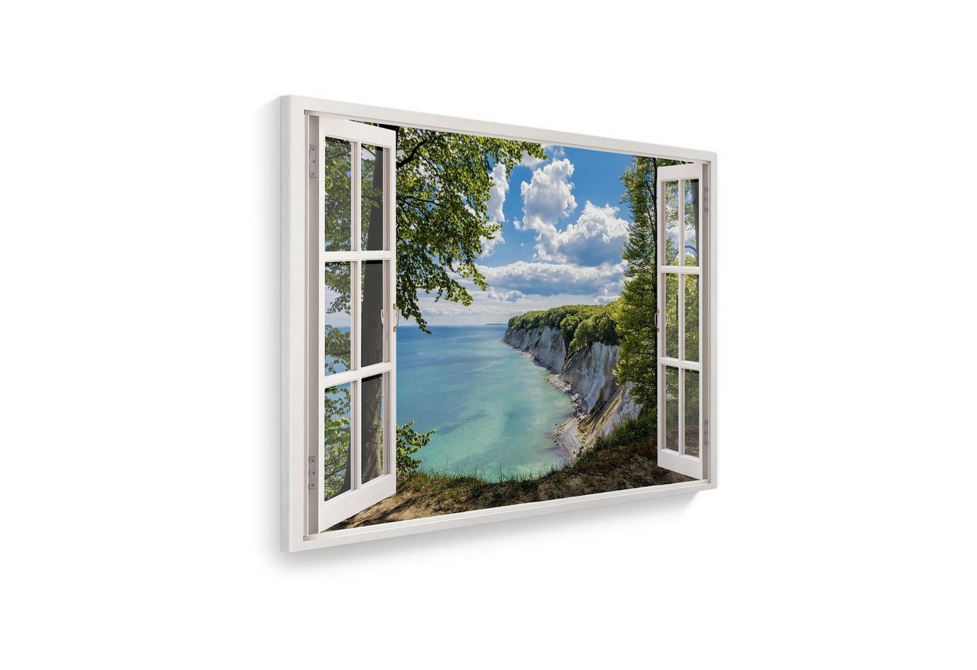 WallSpirit Leinwandbild "Fenster mit Aussicht", Meer und Bucht, Leinwandbild geeignet für alle Wohnbereiche WallSpirit Leinwandbild "Fenster mit Aussicht", Meer und Bucht, Leinwandbild geeignet für alle Wohnbereiche von WallSpirit