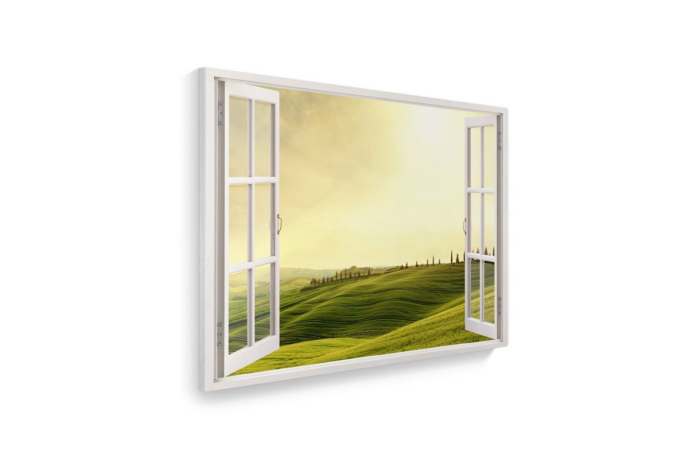 WallSpirit Leinwandbild Fenster mit Aussicht", Toscana, Leinwandbild geeignet für alle Wohnbereiche" von WallSpirit