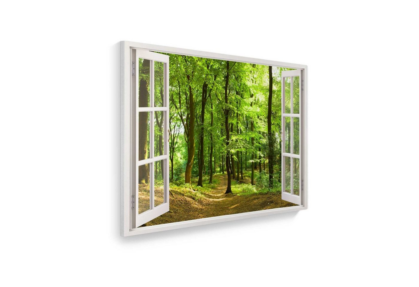 WallSpirit Leinwandbild Fenster mit Aussicht", Wald, Leinwandbild geeignet für alle Wohnbereiche" von WallSpirit