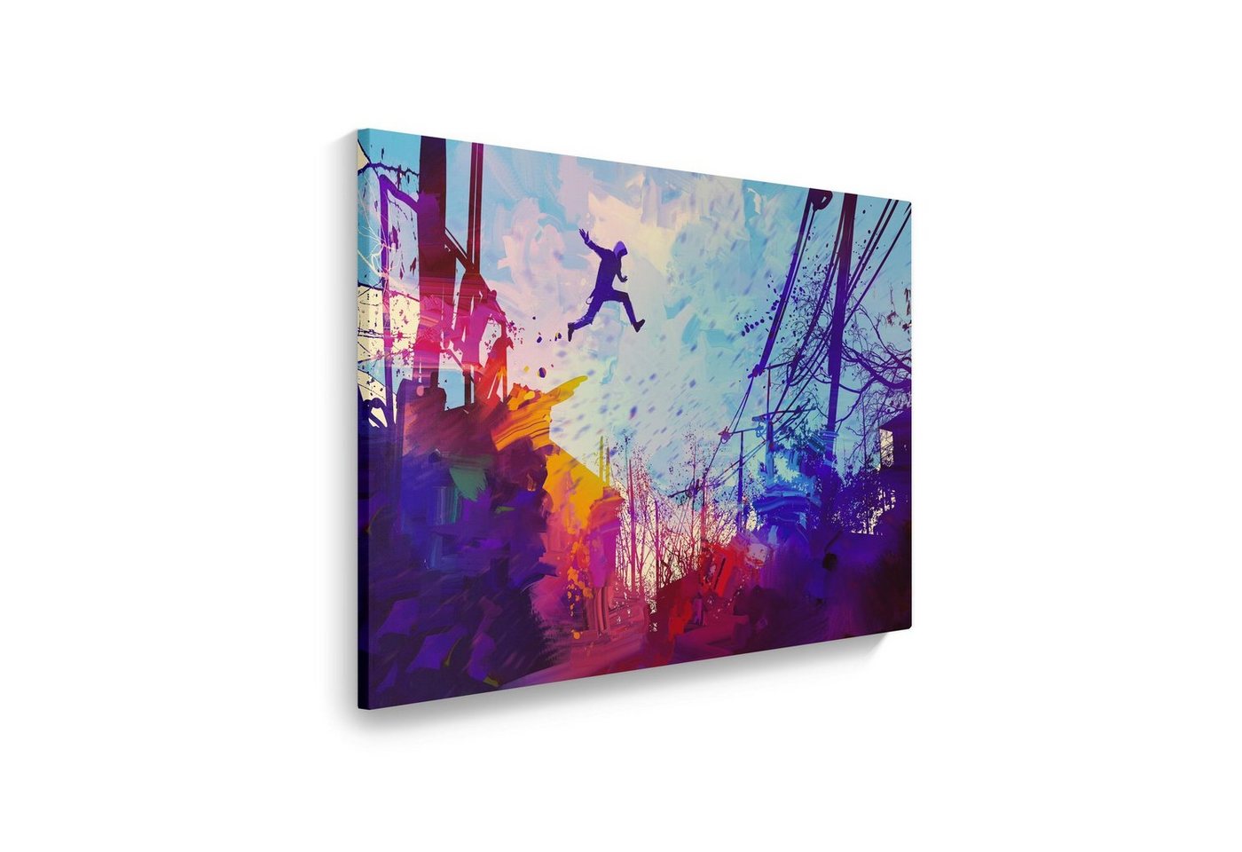 WallSpirit Leinwandbild Parkour - Dachsprung" - Modern Art - XXL Wandbild, Leinwandbild geeignet für alle Wohnbereiche" von WallSpirit