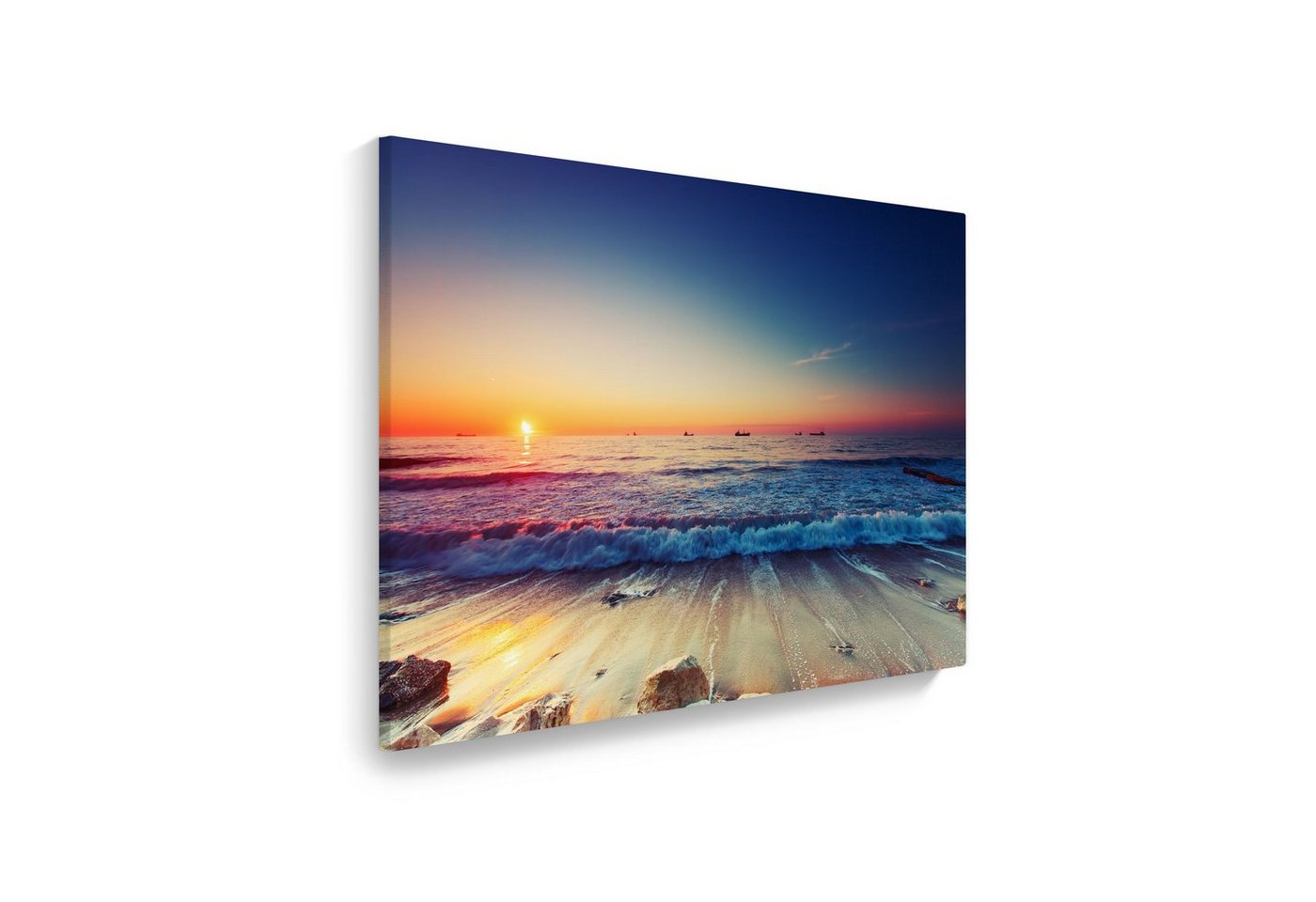 WallSpirit Leinwandbild Sonnenaufgang am Meer" - XXL Wandbild, Leinwand geeignet für alle Wohnbereiche" von WallSpirit