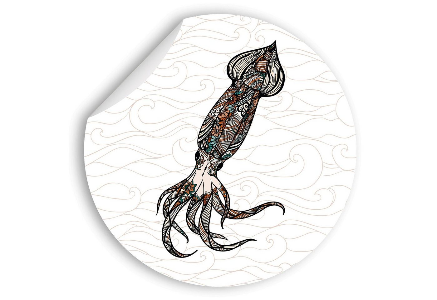 WallSpirit Wandsticker Wandaufkleber rund Tintenfisch Mandala", Selbstklebend, rückstandslos abziehbar" von WallSpirit