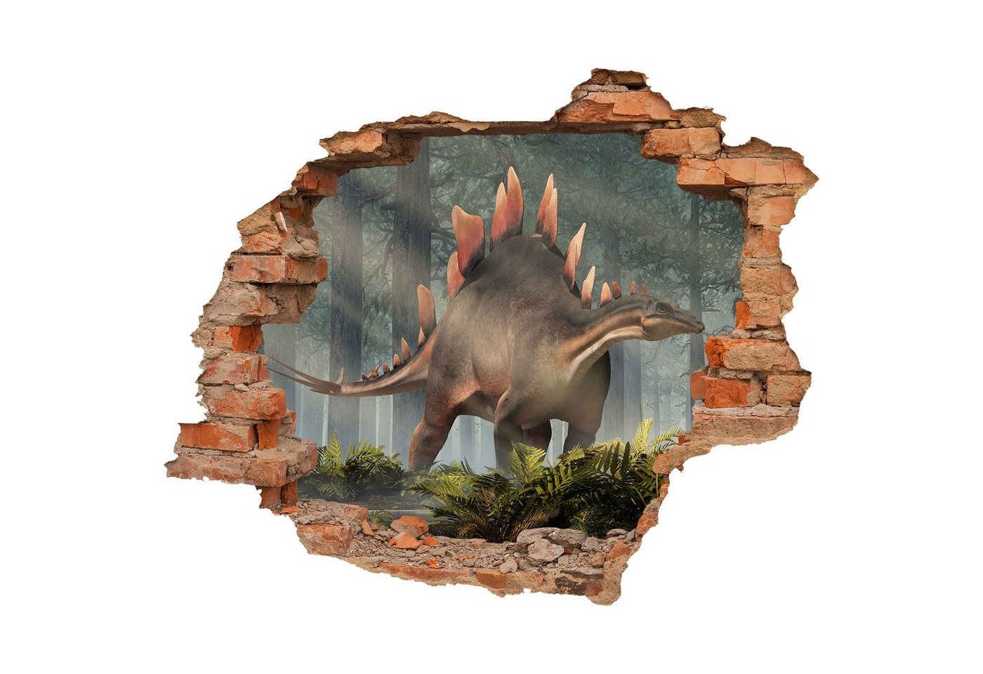 WallSpirit Wandtattoo Wanddurchbruch Dinosaurier", selbstklebend, rückstandlos abziehbar" von WallSpirit
