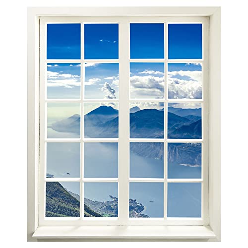 Wandtattoo - Fenster mit Aussicht "Berge und See" 83 x 100 cm - Wandaufkleber - Wandsticker von WallSpirit