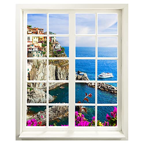 Wandtattoo - Fenster mit Aussicht "Cinque Terre" 99 x 120 cm (BxH) - Wandaufkleber - Wandsticker von WallSpirit