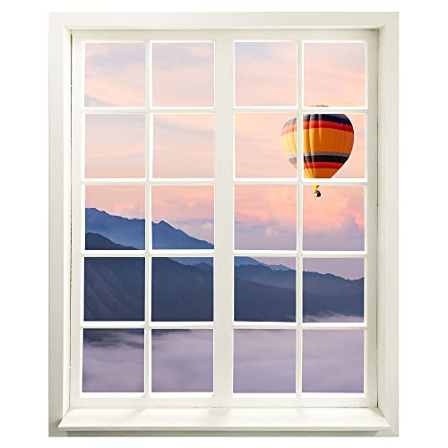 Wandtattoo - Fenster mit Aussicht "Heißluftballon" 99 x 120 cm - Wandaufkleber - Wandsticker von WallSpirit