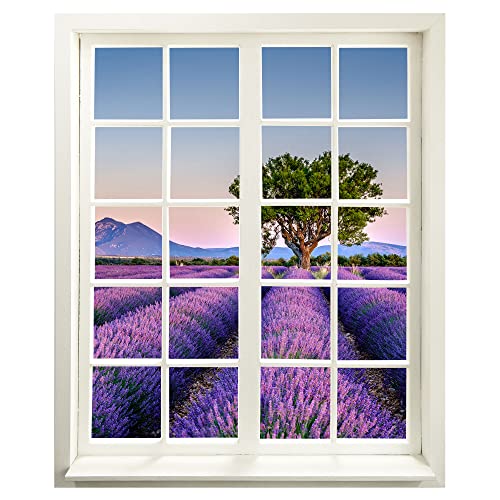Wandtattoo - Fenster mit Aussicht "Lavendelfeld" 83 x 100 cm (BxH) - Wandaufkleber - Wandsticker von WallSpirit