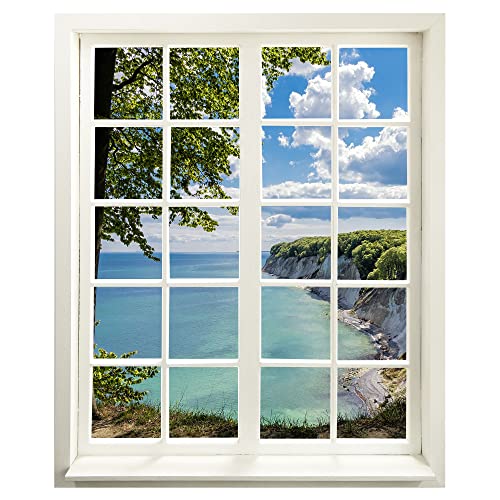 Wandtattoo - Fenster mit Aussicht "Meer und Bucht" 99 x 120 cm (BxH) - Wandaufkleber - Wandsticker von WallSpirit