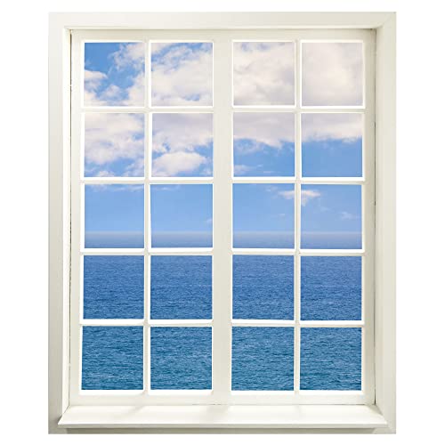 Wandtattoo - Fenster mit Aussicht Meer und Wolken 99 x 120 cm - Wandaufkleber - Wandsticker von WallSpirit