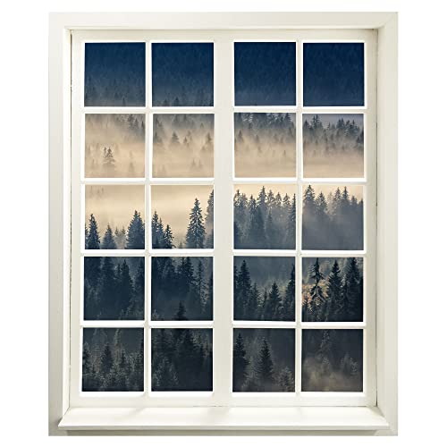 Wandtattoo - Fenster mit Aussicht "Nebelwald" 83 x 100 cm - Wandaufkleber - Wandsticker von WallSpirit