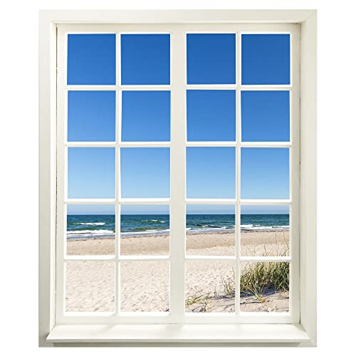 Wandtattoo - Fenster mit Aussicht ''Ostsee Strand'' 99 x 120 cm - Wandaufkleber - Wandsticker von WallSpirit