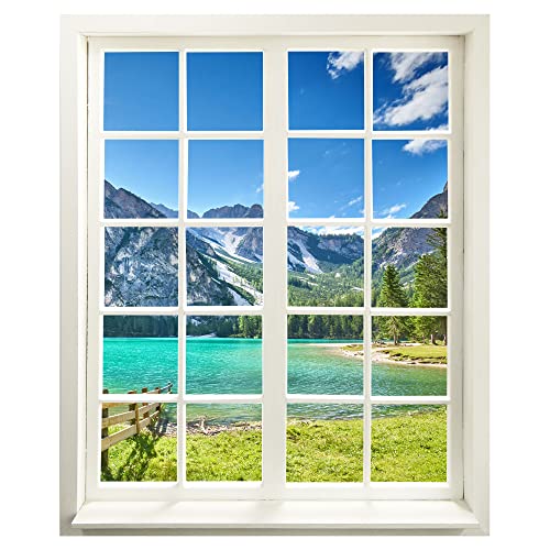 Wandtattoo - Fenster mit Aussicht "See Turkis" 83 x 100 cm - Wandaufkleber - Wandsticker von WallSpirit