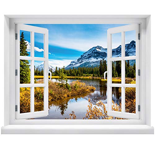 Wandtattoo - Fenster mit Aussicht auf Berge 100 x 78 cm – Wandsticker von WallSpirit
