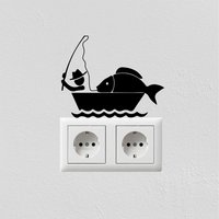 Wandtattoo Angler - Aufkleber Für Doppelsteckdose/Doppelschalter Im Boot Mit Großem Fisch Selbstklebend & Farblich Wählbar Wandtattoo Angler - Aufkleber Für Doppelsteckdose/Doppelschalter Im Boot Mit Großem Fisch Selbstklebend & Farblich Wählbar von WallabyDreams