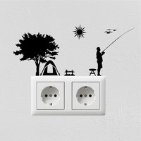 Wandtattoo Angler Beim Angeln Mit Zelt Unterm Baum - Camping Deko Für Lichtschalter & Steckdose Natur Wandsticker Geschenk Wandtattoo Angler Beim Angeln Mit Zelt Unterm Baum - Camping Deko Für Lichtschalter & Steckdose Natur Wandsticker Geschenk von WallabyDreams