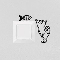 Wandtattoo Katze Mit Fisch - Lichtschalter Deko Aufkleber Tiermotiv Für Steckdose Süßer Vinyl Sticker Wand & Schalterrahmen Wandtattoo Katze Mit Fisch - Lichtschalter Deko Aufkleber Tiermotiv Für Steckdose Süßer Vinyl Sticker Wand & Schalterrahmen von WallabyDreams