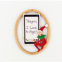 Personalisiertes Smartphone Mit Elf Weihnachtsverzierung Für Texting Und Social Media - Holz, Laser Cut, Handbemalt von WallaceWoodOrnaments