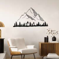 Berg-Metall-Wand-Kunst, Große Berg-Wand-Dekor, Blick Auf Die Berge, Metall-Wandbehänge, Berg-Schild, Berg-Kunst, Lake House Decor von WalladoraHomeDecor