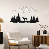 Berg Metall Wandkunst, Bergkette Ansicht Dekor, Hügel Schwarzes Wandbehang, Einzigartiges Housewarminggeschenk von WalladoraHomeDecor