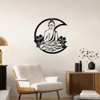 Buddha Metallwandkunst, Om Zeichen, Statue, Yoga Dekoration, Raum Dekor, Wandkunst, Hand Schutz Kunst von WalladoraHomeDecor
