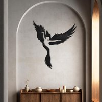 Engelsflügel Metall Wandkunst Schwarzer Schwan Ballerina Decor von WalladoraWallArt