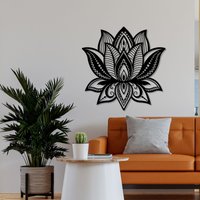 Große Lotus Metall Wandkunst, Mandala Wanddekor, Boho Geschenk Für Mama von WalladoraHomeDecor