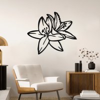 Lilie Blume Metall Wandkunst, Wandbehang, Schwarze Blumen Dekor, See Haus Housewarming Geschenk, Valentinstag Geschenk von WalladoraHomeDecor