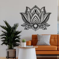 Lotus Blume Metall Wandkunst, Weißer Blumen Metallwand Kunst, Geschenk Für Sie, Bedeutungsvolle Geschenke, Mandala Blumenkunst von WalladoraHomeDecor