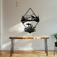 Metalllandschaft Wandkunst, Metallwanddekor, Nachtsicht-Gebirgsmuster, Metallwandkunst, Wanddekoration Für Wohnzimmer, Inspirierendes Dekor von WalladoraHomeDecor