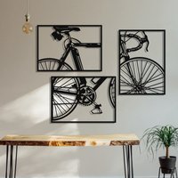 Set Von 3 Metall-Fahrrad-Wand-Kunst, Metall-Wand-Skulptur, Metall-Wand-Dekor, Radfahren Wand-Dekor, Fahrrad-Kunst, Wand-Kunst, Büro-Dekor von WalladoraHomeDecor