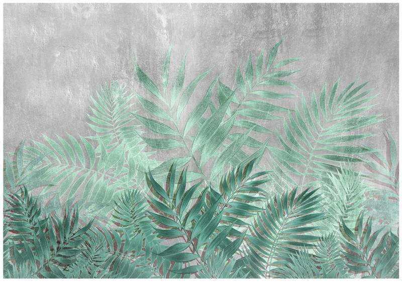 Wallarena Fototapete Blätter Beton Grün Vlies Tapete Wohnzimmer Schlafzimmer Wandtapete, Glatt Vlies oder Struktur Vinyl, Blätter, Beton, Grün, Grau, Struktur, (Vlies Fototapete, Vlies Fototapete), Vliestapete Grün Wohnzimmer Schlafzimmer Küche Tapete + Kleister von Wallarena