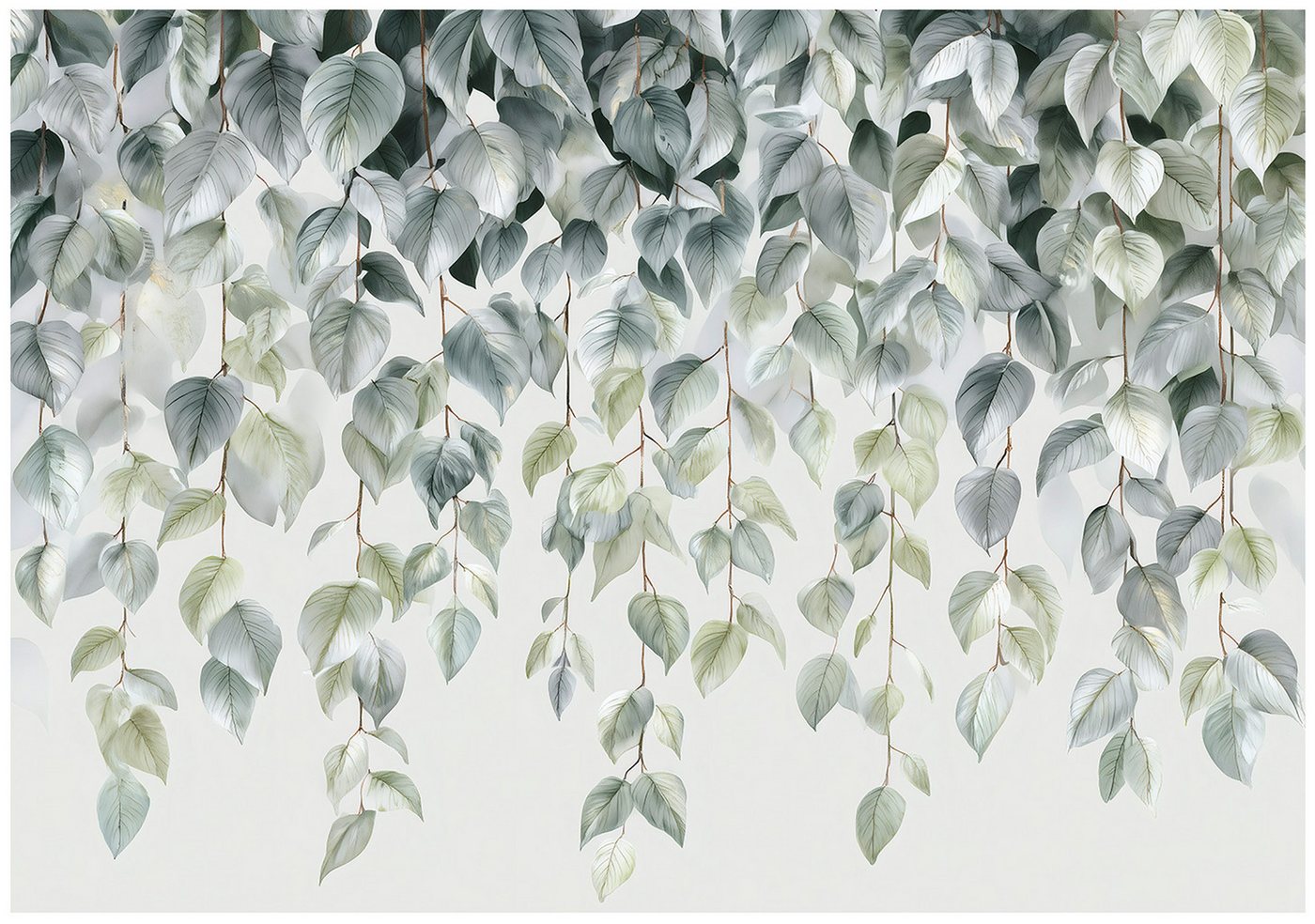 Wallarena Fototapete Blätter Grün Natur Vlies Tapete Wohnzimmer Schlafzimmer Wandtapete, Glatt Vlies Washable, Blätter, Grün, Natur, (Packung, 4 St., Vlies Fototapete), Vliestapete Grün Wohnzimmer Schlafzimmer Küche Tapete + Kleister von Wallarena