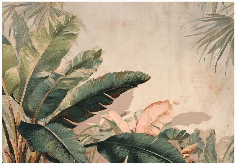 Wallarena Fototapete Blätter Beton Natur Vlies Tapete Wohnzimmer Schlafzimmer Wandtapete, Glatt Vlies Washable, Blätter, Grün, Natur, (Packung, 6 St., Vlies Fototapete), Vliestapete Grün Wohnzimmer Schlafzimmer Küche Tapete + Kleister von Wallarena