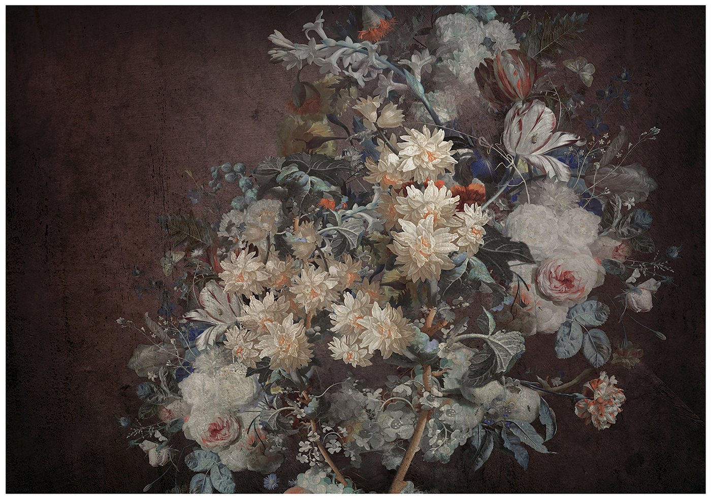 Wallarena Fototapete Blumen Beton Braun Vlies Tapete Wohnzimmer Schlafzimmer Wandtapete, Glatt Vlies oder Struktur Vinyl, Blumen, Beton, Blumenstrauß, Braun, (Vlies Fototapete, Vlies Fototapete), Vliestapete Braun Wohnzimmer Schlafzimmer Küche Tapete + Kleister von Wallarena