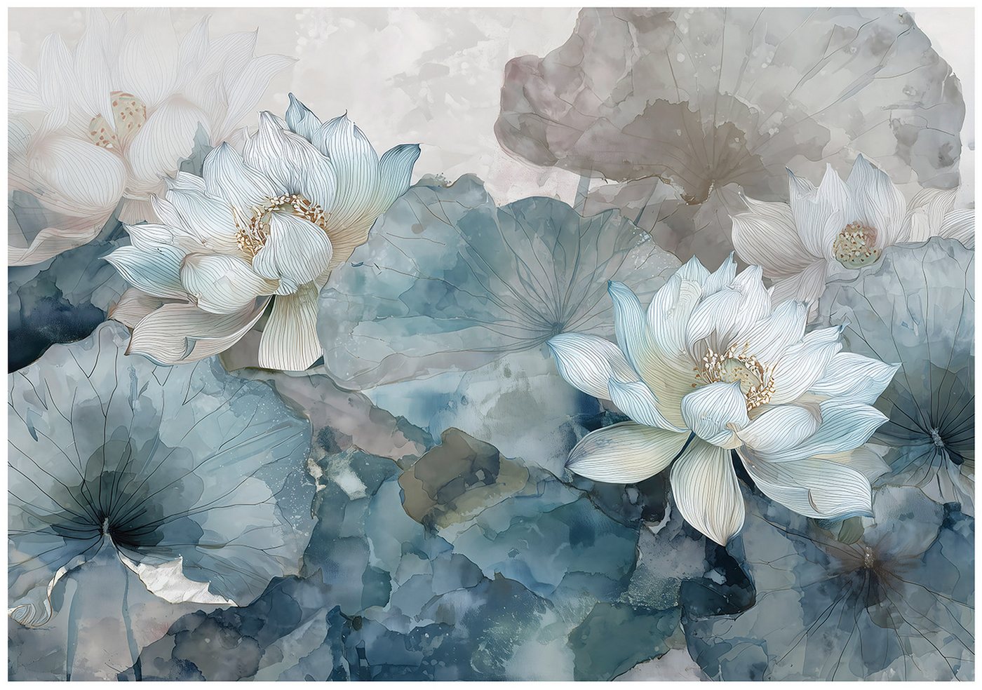 Wallarena Fototapete Blumen Blau Natur Vlies Tapete Wohnzimmer Schlafzimmer Wandtapete, Glatt Vlies Washable, Blumen, Blau, Natur, Blätter, (Packung, 7 St., Vlies Fototapete), Vliestapete Blau Wohnzimmer Schlafzimmer Küche Tapete + Kleister von Wallarena