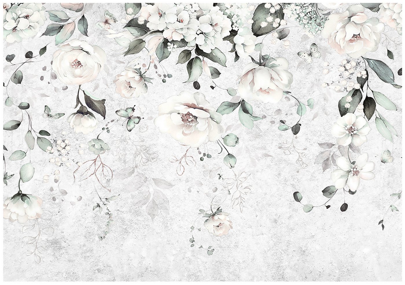 Wallarena Fototapete Blumen Grau Struktur Vlies Tapete Wohnzimmer Schlafzimmer Wandtapete, Glatt Vlies oder Struktur Vinyl, Blumen, Blätter, Grau, Struktur, Beton, (Vlies Fototapete, Vlies Fototapete), Vliestapete Grau Wohnzimmer Schlafzimmer Küche Tapete + Kleister von Wallarena